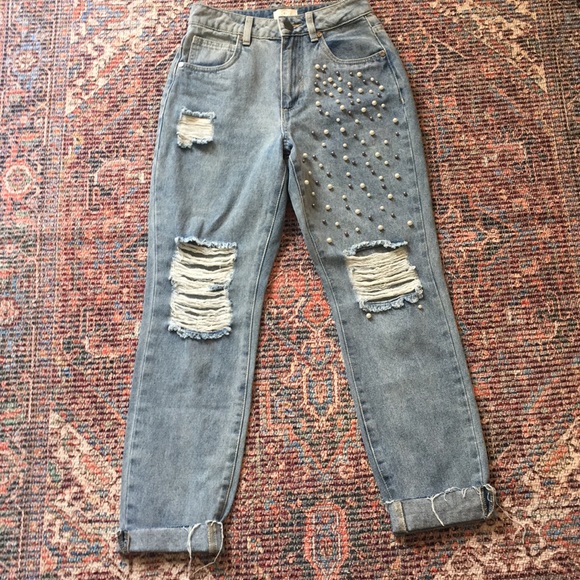 Cotton On Denim - Cotton On High 90’s beaded distressed denim